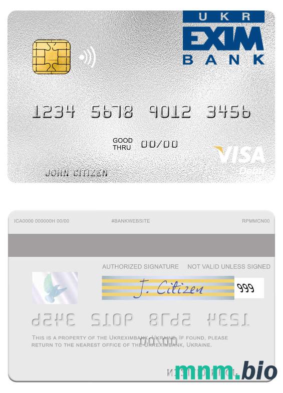 Ukraine Ukreximbank visa debet karta przykład w formacie PSD